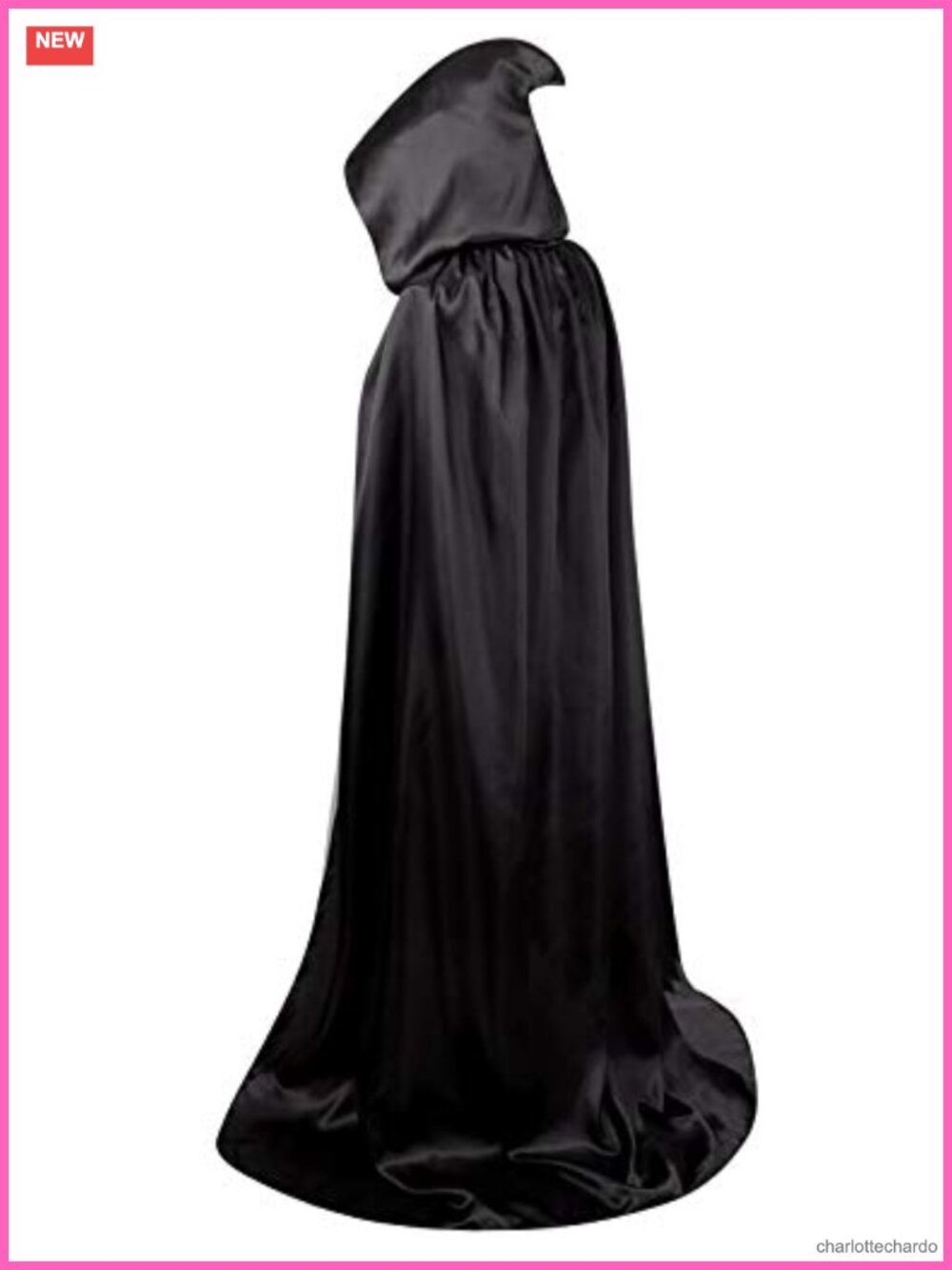 Unisex Hooded Cape Full Length Satin Halloween Cosplay Costume Cloak